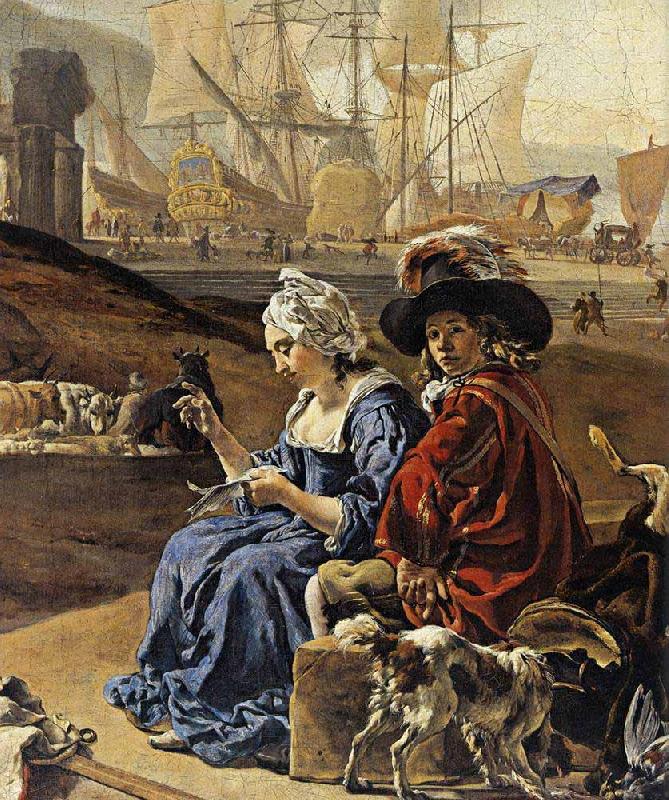 Jan Weenix An Italian Seaport Norge oil painting art